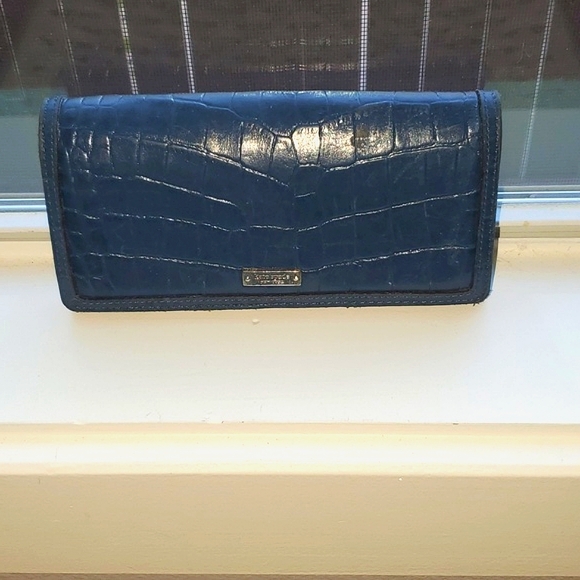 Kate Spade Navy Embossed Wallet Vintage Guc - Picture 16 of 16